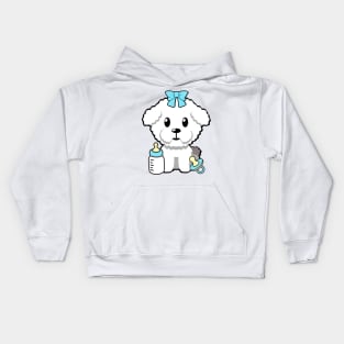 Cute furry dog Gender reveal - its a boy Kids Hoodie